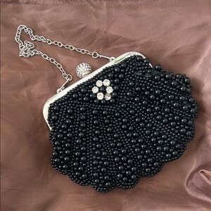 Elegant Black Beaded Clutch